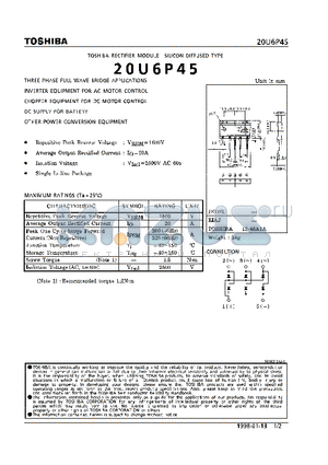 20U6P45 datasheet - RECTIFIER MODULE (THREE PHASE FULL WAVE BRIDGE APPLICATIONS)