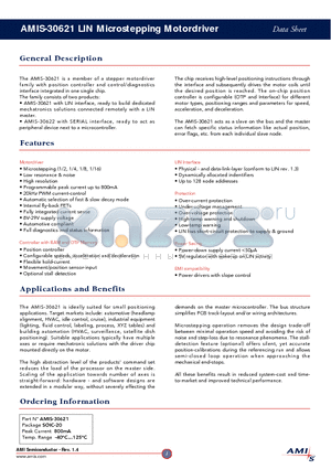 AMIS-30621 datasheet - LIN Microstepping Motordriver