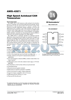 AMIS-42671 datasheet - High Speed Autobaud CAN Transceiver