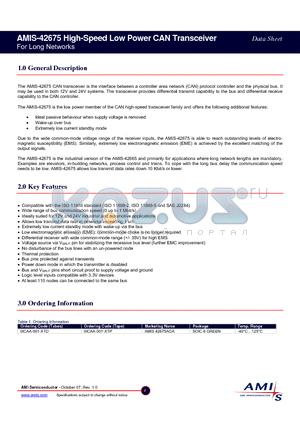AMIS-42675AGA datasheet - High-Speed Low Power CAN Transceiver