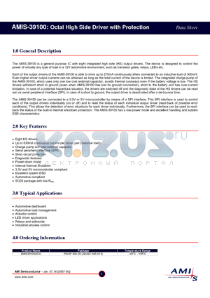 AMIS-39100 datasheet - Octal High Side Driver with Protection