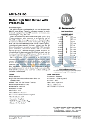 AMIS-39100 datasheet - Octal High Side Driver with Protection