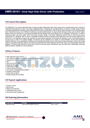 AMIS-39101 datasheet - Octal High-Side Driver with Protection