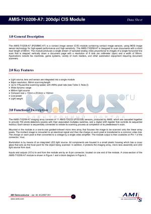 AMIS-710208 datasheet - 200dpi CIS Module