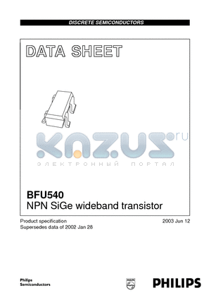 BFU540 datasheet - NPN SiGe wideband transistor