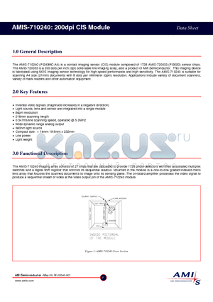 AMIS-710240 datasheet - 200dpi CIS Module