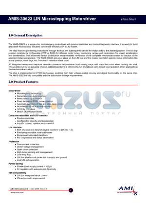 AMIS-30623BAGA datasheet - LIN Microstepping Motordriver