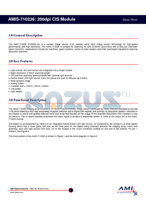 AMIS-710226 datasheet - 200dpi CIS Module