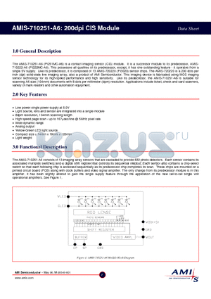 AMIS-710251 datasheet - 200dpi CIS Module
