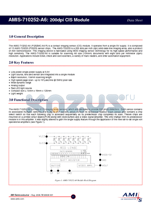AMIS-710252 datasheet - 200dpi CIS Module