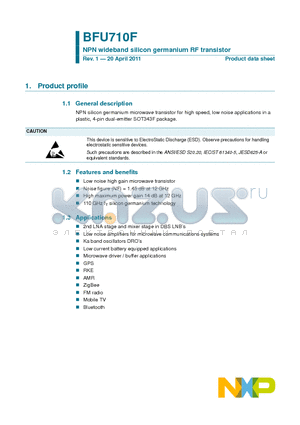 BFU710F datasheet - NPN wideband silicon germanium RF transistor