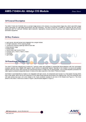 AMIS-710404-A8 datasheet - 400dpi CIS Module