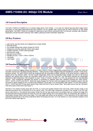 AMIS-710409 datasheet - 400dpi CIS Module