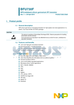 BFU730F datasheet - NPN wideband silicon germanium RF transistor