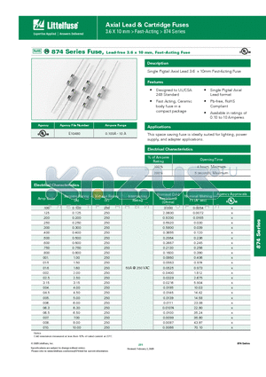 0874.500MXEP datasheet - Axial Lead & Cartridge Fuses