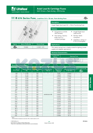 0874001.MXEP datasheet - Axial Lead & Cartridge Fuses