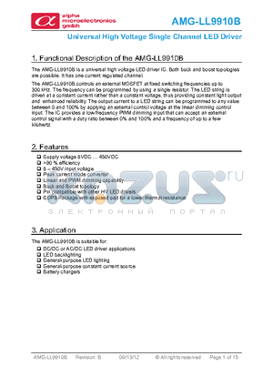 AMG-LL9910B datasheet - Universal High Voltage Single Channel LED Driver