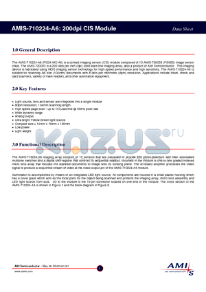 AMIS-710224-A6 datasheet - 200dpi CIS Module