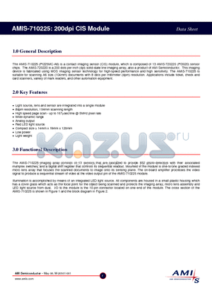 AMIS-710225 datasheet - 200dpi CIS Module