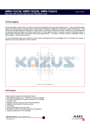 AMIS-732128 datasheet - 50lm-pitch Wide Aperture Spectroscopic Photodiode Arrays