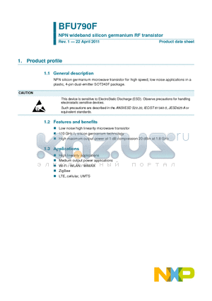 BFU790F datasheet - NPN wideband silicon germanium RF transistor