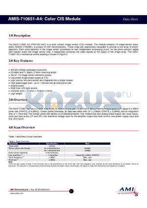 AMIS-710651-A4 datasheet - Color CIS Module