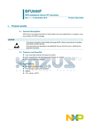 BFU690F datasheet - NPN wideband silicon RF transistor