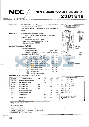 2SD1818 datasheet - NPN SILICON POWER TRANSISTOR