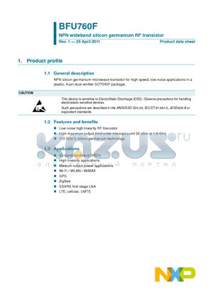 BFU760F datasheet - NPN wideband silicon germanium RF transistor