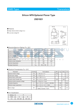 2SD1821 datasheet - Silicon NPN Epitaxial Planar Type