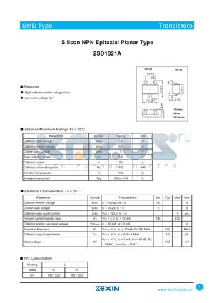 2SD1821A datasheet - Silicon NPN Epitaxial Planar Type