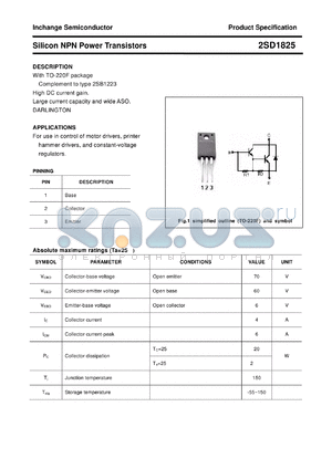 2SD1825 datasheet - Silicon NPN Power Transistors