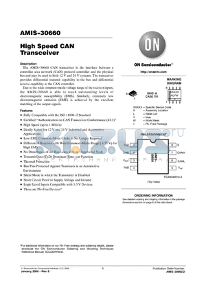 AMIS30660CANH6G datasheet - High Speed CAN Transceiver