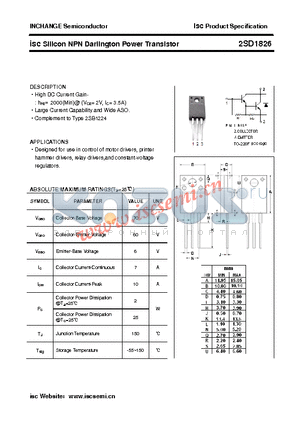 2SD1826 datasheet - isc Silicon NPN Darlington Power Transistor