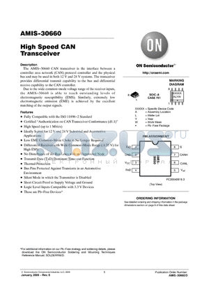 AMIS30660CANH2G datasheet - High Speed CAN Transceiver