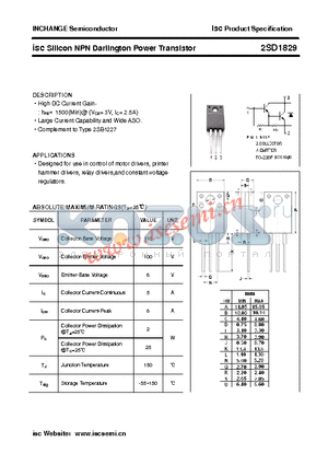 2SD1829 datasheet - isc Silicon NPN Darlington Power Transistor