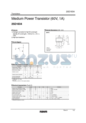 2SD1834 datasheet - MEDIUM POWER TRANSISTOR