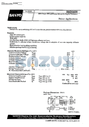 2SD1838 datasheet - Driver Applications