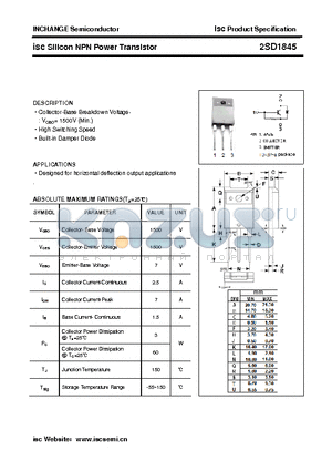 2SD1845 datasheet - isc Silicon NPN Power Transistor