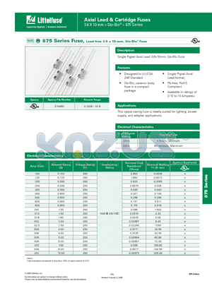 0875.125MXEP datasheet - Axial Lead & Cartridge Fuses