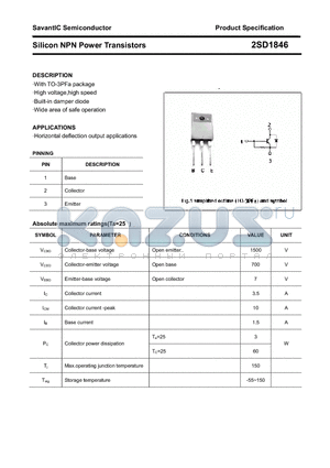 2SD1846 datasheet - Silicon NPN Power Transistors