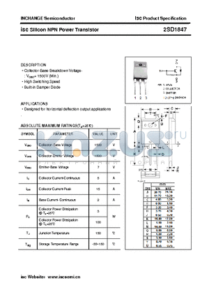 2SD1847 datasheet - isc Silicon NPN Power Transistor