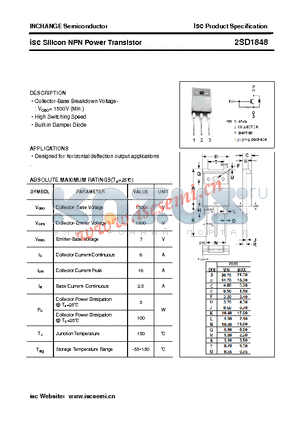 2SD1848 datasheet - isc Silicon NPN Power Transistor