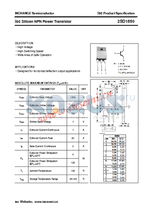 2SD1850 datasheet - isc Silicon NPN Power Transistor