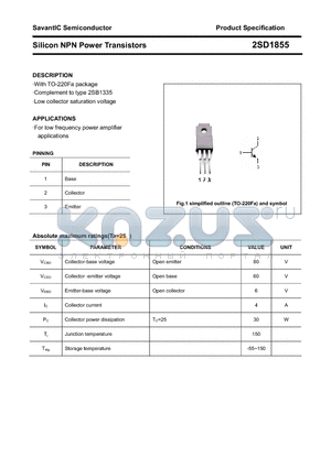 2SD1855 datasheet - Silicon NPN Power Transistors
