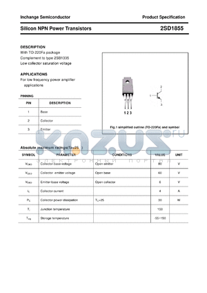 2SD1855 datasheet - Silicon NPN Power Transistors