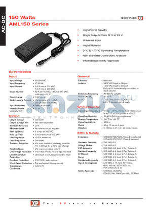 AML150PS15 datasheet - AC-DC Power Supplies