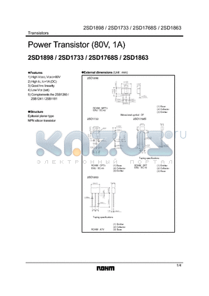 2SD1863 datasheet - Power Transistor (80V, 1A)