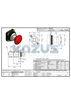 AML4 datasheet - 30 mm Non-Illuminated Mushroom with Indicated Arrows AMLx