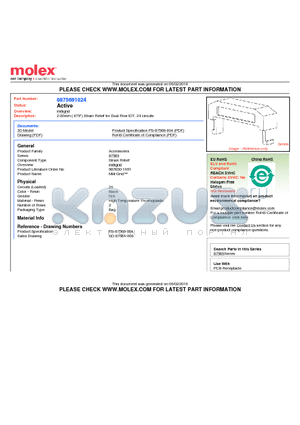 0875691024 datasheet - 2.00mm (.079) Strain Relief for Dual Row IDT, 24 circuits